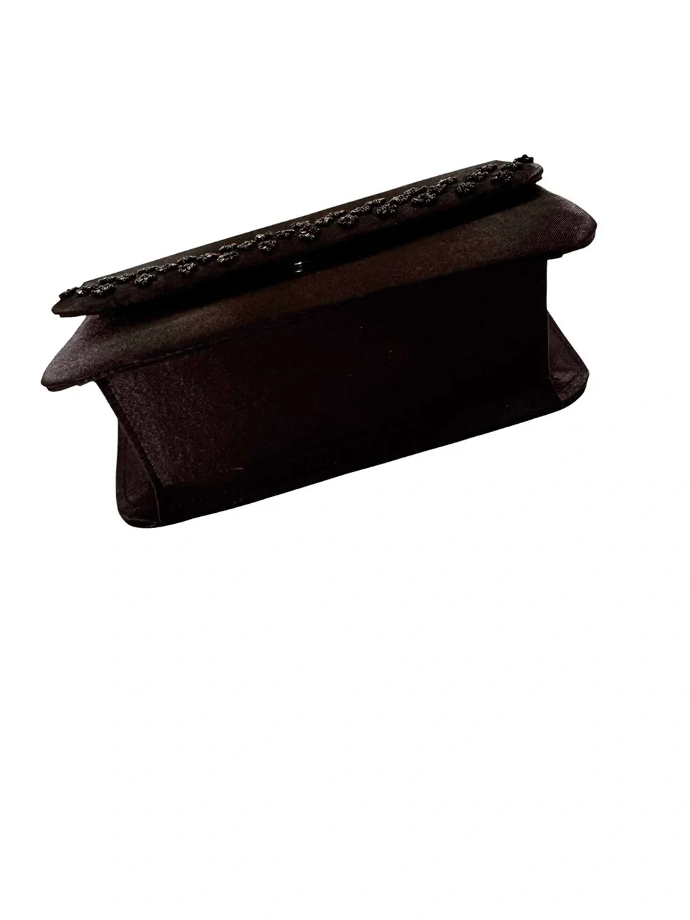 Sasha Satin Beaded Evening Bag Clutch or Shoulder Bag Convertible Black_5